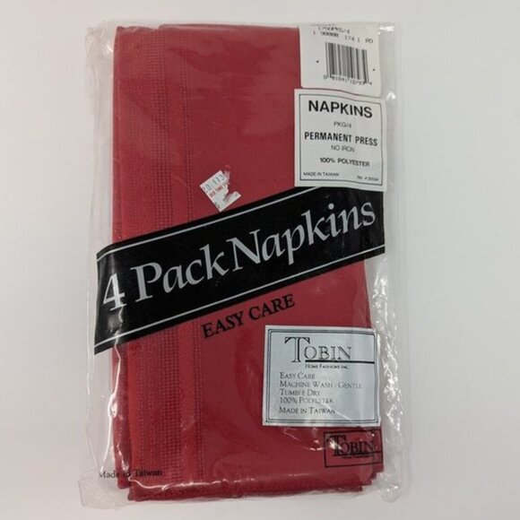 NEW Tobin 4 Pack Set Easy Care Jubilee Permanent Press No Iron Cloth Napkins NWT - Picture 1 of 3